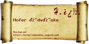 Hofer Üdvöske névjegykártya
